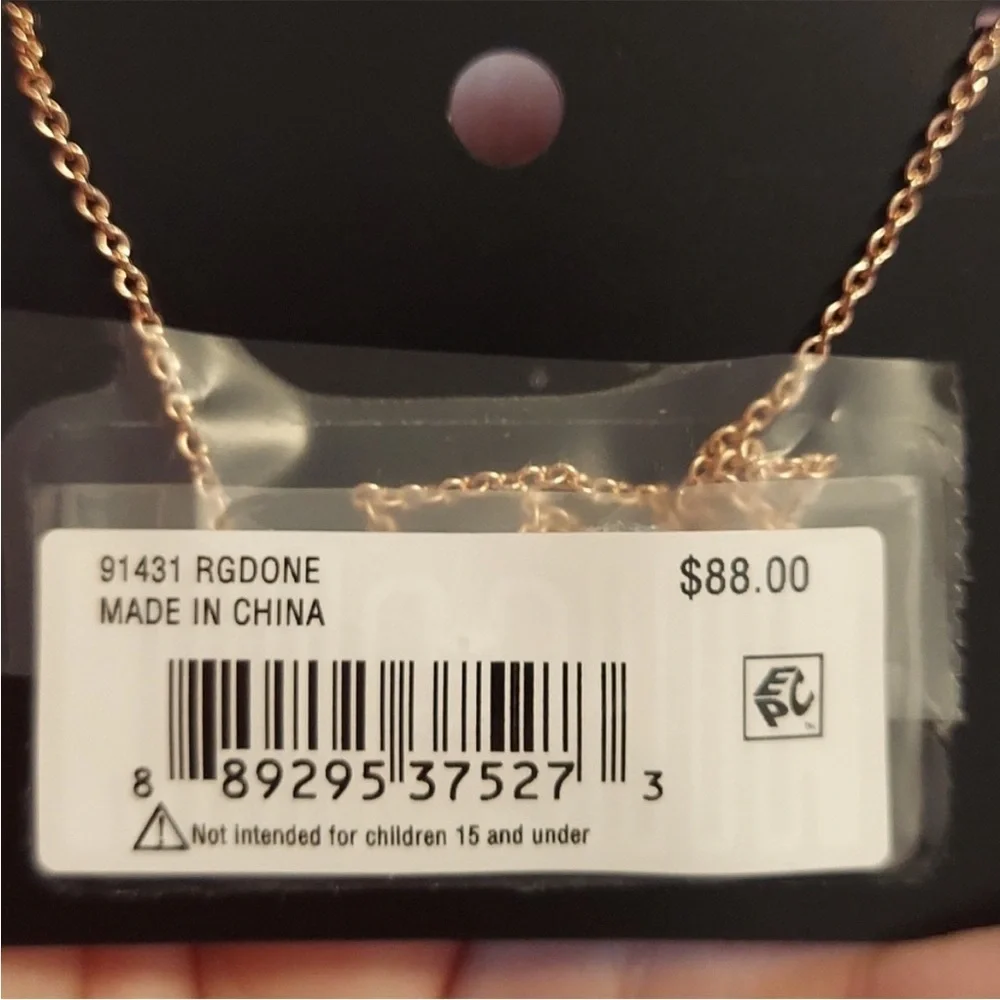 Coach Pave Bar Charm Frontal Necklace in Rose Gold